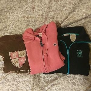 Lot of 3 hoodies/jacket: Girl's Size. Med 10/12